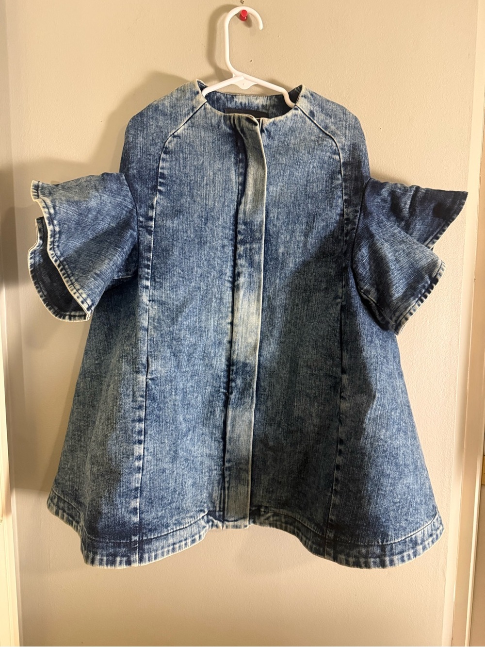 MummyMoon Girls Denim Bell Sleeve Coat Dress Size 2-3 Blue Boutique